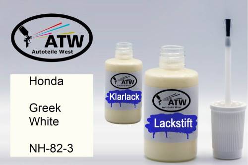 Honda, Greek White, NH-82-3: 20ml Lackstift + 20ml Klarlack - Set, von ATW Autoteile West.